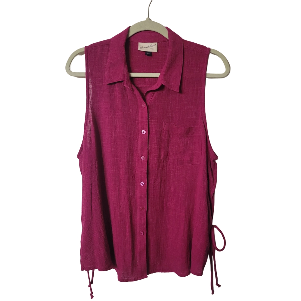 Universal Thread Pink Button Down Tank Top Size Large